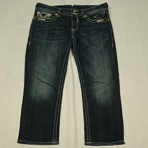 Vigoss 29 x 21 The New York Capri Dark Bold Stitch Stretch‎ Denim Jeans